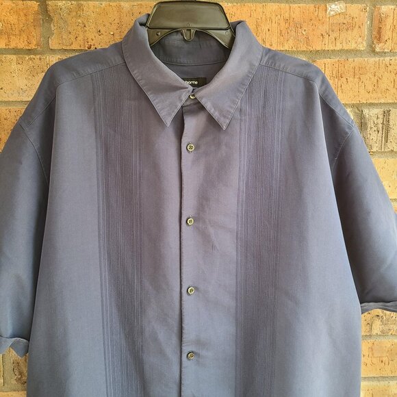 Claiborne Shirt Mens Size 3XLT Blue Short Sleeve Button Up Polyester Blend - Picture 6 of 9